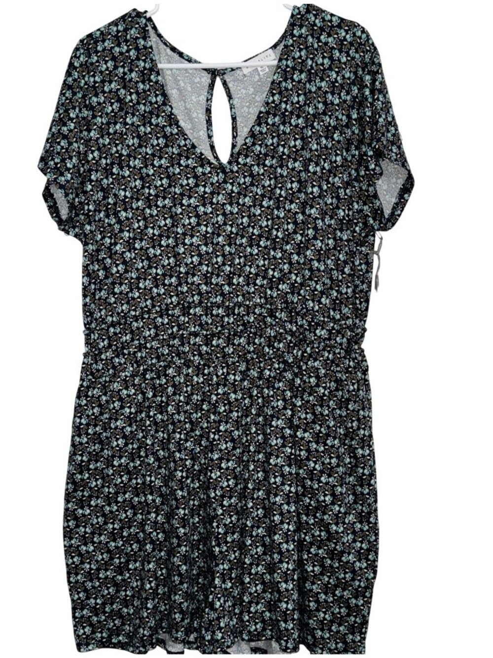 Nine Britton Womens Floral V-Neck Short Sleeve Dress XL